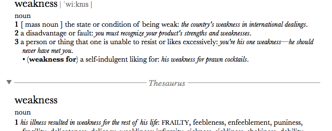 dictionary page - weakness